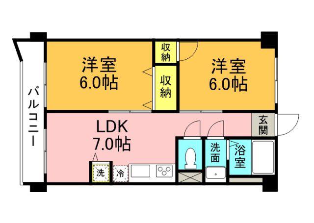 第7ファニー幸(2LDK/2階)の間取り写真