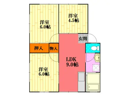 コンチェルト(3LDK/1階)の間取り写真
