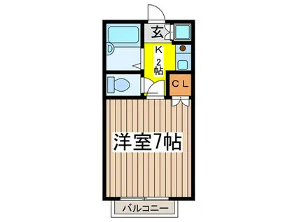 メゾンシャルム(1K/2階)の間取り写真