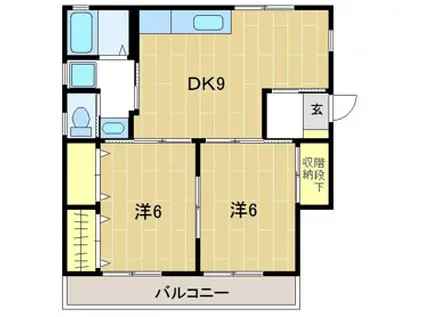 リトルハイツB(2LDK/2階)の間取り写真