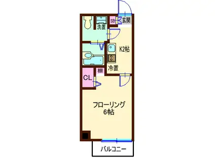 スノーベル戸越銀座(1K/4階)の間取り写真