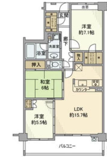 メイツ西山本通(3LDK/2階)の間取り写真