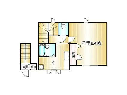 ヴィラ・ドルチェ(1K/2階)の間取り写真