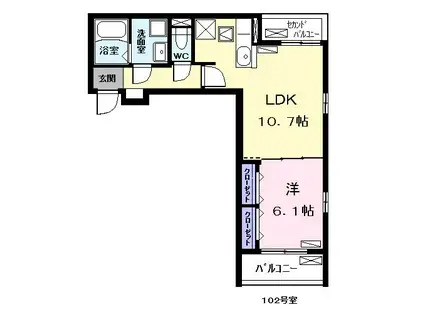 シャローム応仁(1LDK/1階)の間取り写真