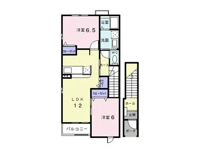 シャルムアベニール壱番館(2LDK/2階)の間取り写真