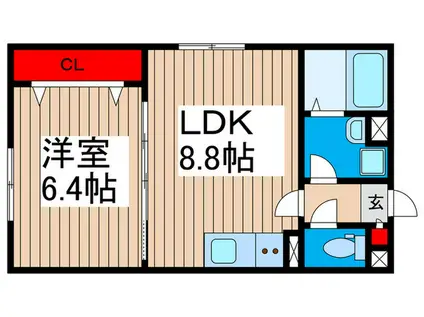 IXO東保木間(1LDK/2階)の間取り写真