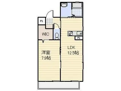 ウエストコート(1LDK/1階)の間取り写真