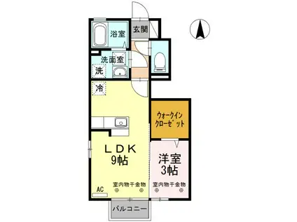 ＪＲ城端線 砺波駅 徒歩12分 2階建 築11年(1LDK/1階)の間取り写真
