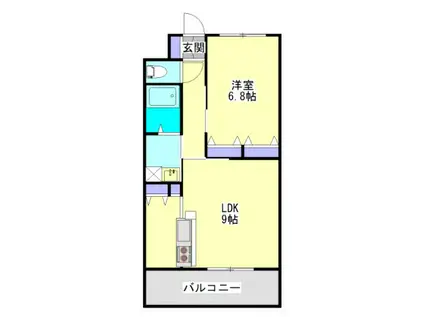 スカイコート年見(1LDK/6階)の間取り写真