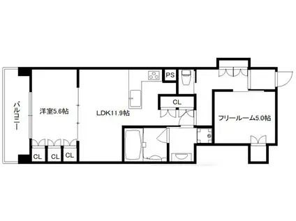 リーガル京都堀川中立売II(1SLDK/6階)の間取り写真