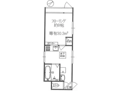 東急世田谷線 宮の坂駅 徒歩2分 2階建 築24年(1K/1階)の間取り写真