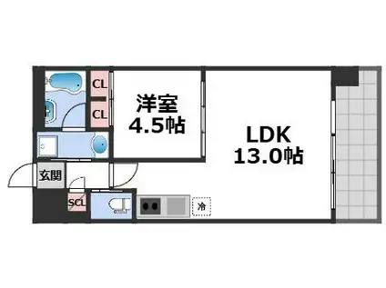 プレジオ玉造(1LDK/3階)の間取り写真