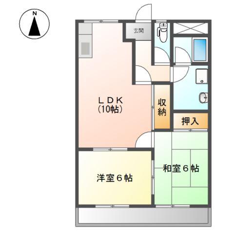バンティアン(2LDK/1階)の間取り写真