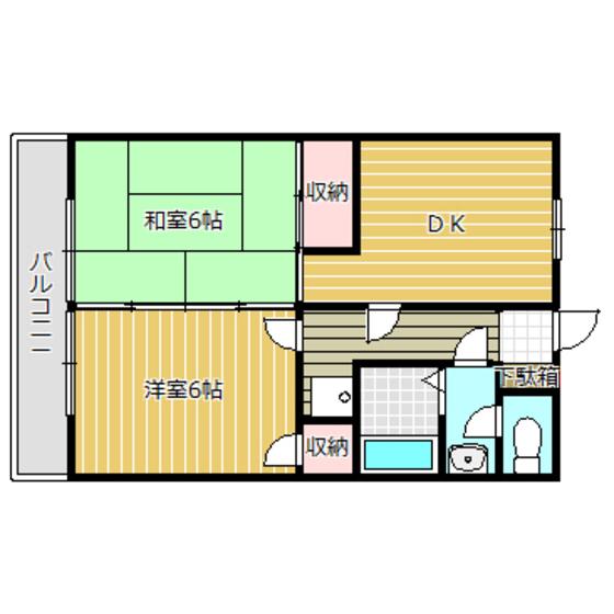 ファミール籠上(2DK/2階)の間取り写真