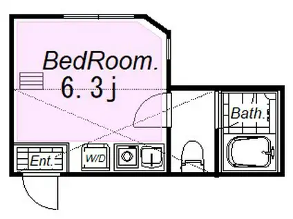 ユナイト和田町ハポニョールの杜(ワンルーム/2階)の間取り写真