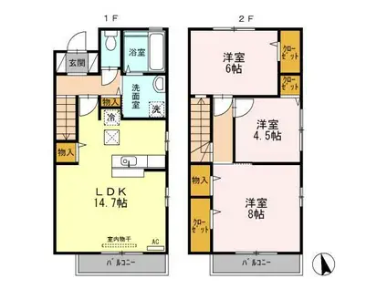 クレア広本町(3LDK/1階)の間取り写真