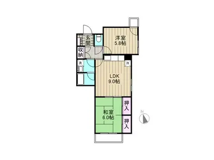 長井マンション(2LDK/4階)の間取り写真