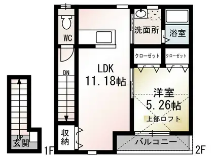FOREST SAGE(1LDK/2階)の間取り写真