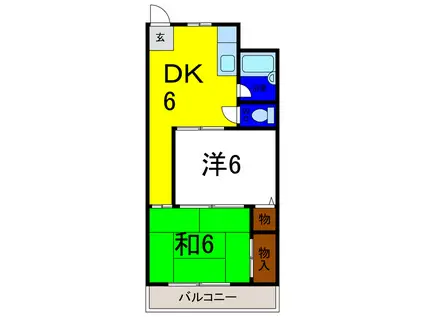 フクポンファミリーマンション(2DK/3階)の間取り写真