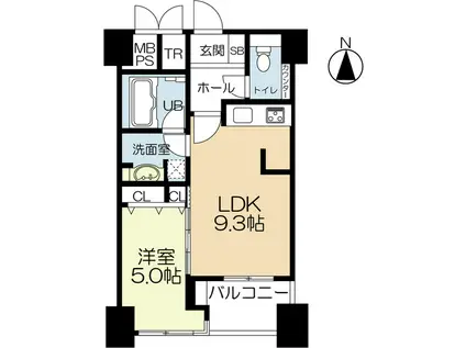 ラクレイス平尾ステーション(1LDK/6階)の間取り写真