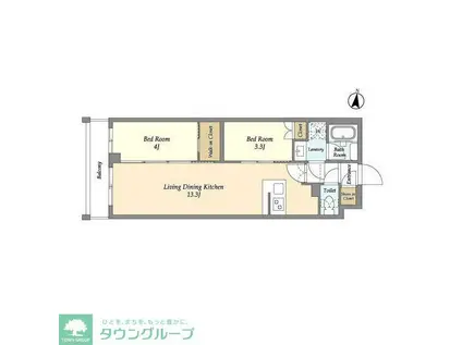 アジールコート練馬中村橋(2LDK/3階)の間取り写真