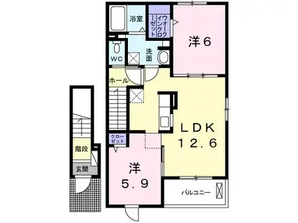 グラン フィオーレC(2LDK/2階)の間取り写真