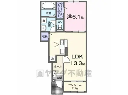 駒生ピークス(1LDK/1階)の間取り写真