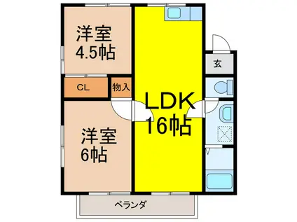 ウチダコーポ3(2LDK/2階)の間取り写真
