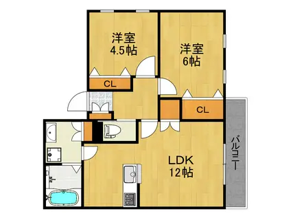 MAISON サウス SHORE(2LDK/1階)の間取り写真