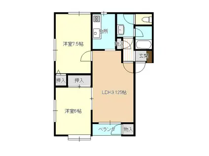 ホワイトベースB(2LDK/2階)の間取り写真