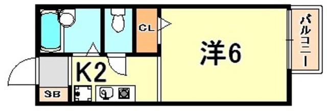キャンパス本多聞(ワンルーム/1階)の間取り写真