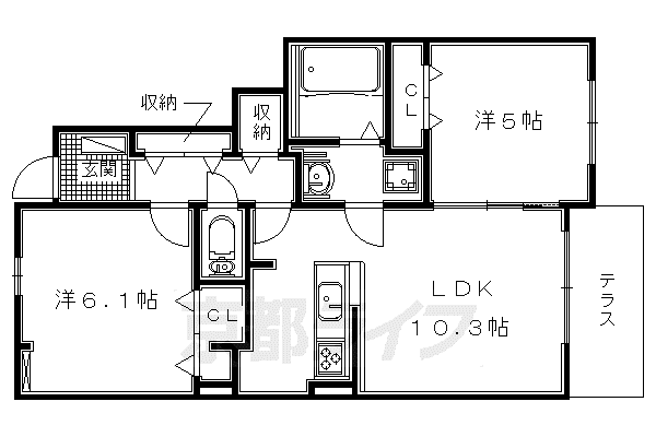 ウッディ オアシスII(2LDK/1階)の間取り写真