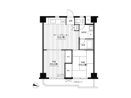 メゾンタカノハ(2DK/2階)の間取り写真