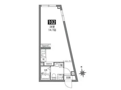 アザレア王子本町(ワンルーム/5階)の間取り写真