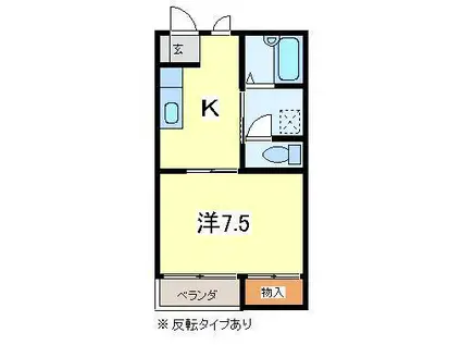 アベニール(1K/1階)の間取り写真