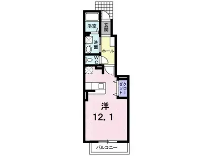 シティヒルズB(1K/1階)の間取り写真