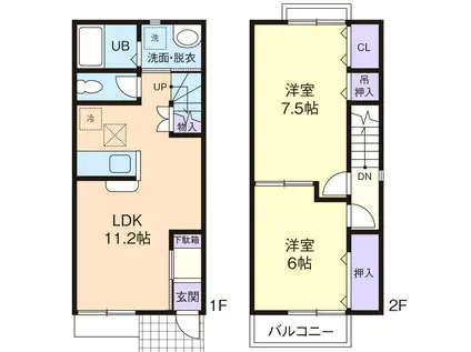GREEN VIEW(2LDK/1階)の間取り写真