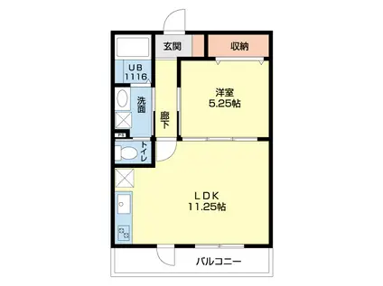 カメリア(1LDK/1階)の間取り写真