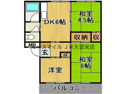 井手コーポ(3DK/1階)の間取り写真