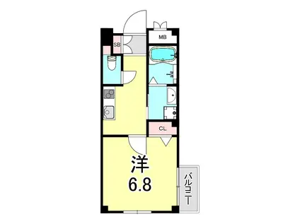 ロータスコートII(1K/2階)の間取り写真