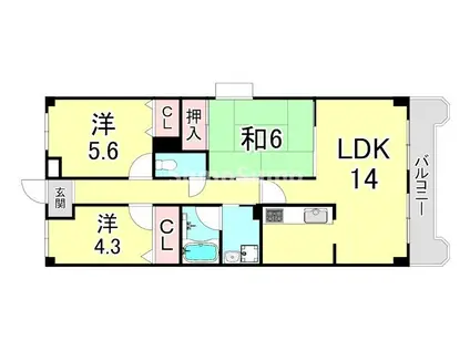 ドミールタワー幸大(3LDK/5階)の間取り写真