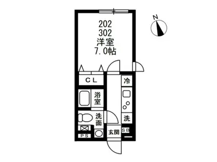 NOZOMIO祐天寺(1K/3階)の間取り写真