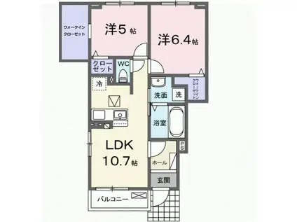 ポルトII(2LDK/1階)の間取り写真