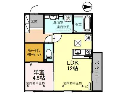 プレセント・リヴ(1LDK/1階)の間取り写真