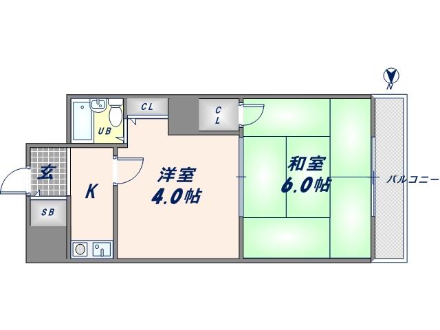 マンションプレザント(1DK/9階)の間取り写真