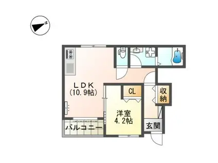ウノ・クラシオン(1LDK/1階)の間取り写真