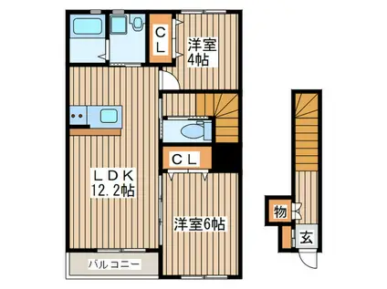 COULEUR A(2LDK/2階)の間取り写真