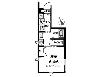 Mカーザ I(1K/1階)の間取り写真
