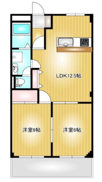 プレッソアール2(2LDK/2階)の間取り写真