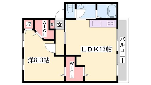 ハイツサンライフD棟(1LDK/1階)の間取り写真